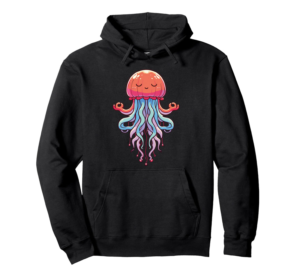 Meditation Jellyfish Yoga Pose Relaxing Hoodie - Minimalist Print Unisex - T-Shirt, Sweatshirt, Hoodie