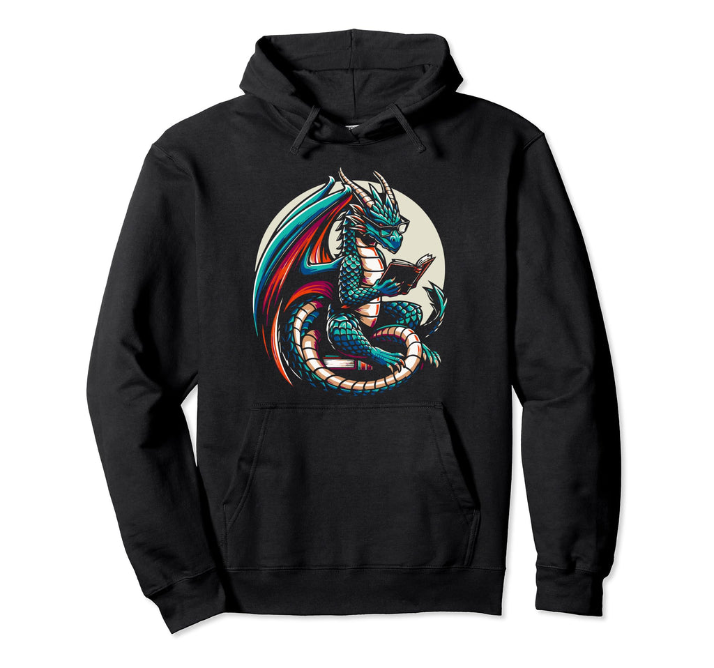Dragon Reading Book Dragon Enthusiast Hoodie - Novelty Apparel for Adults - T-Shirt, Sweatshirt, Hoodie