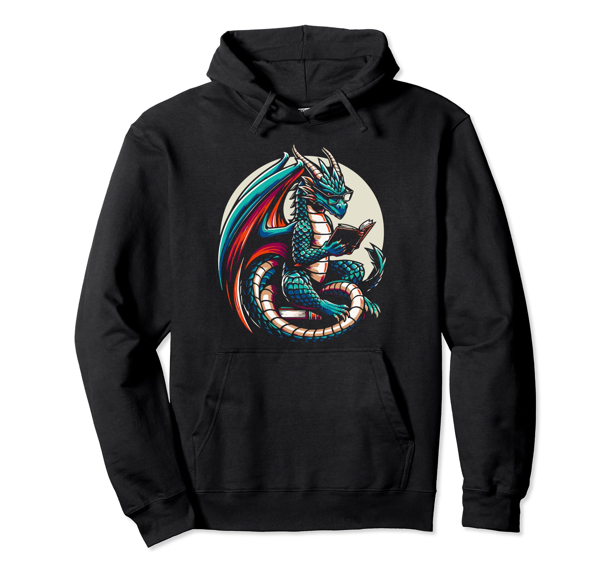 Dragon Reading Book Dragon Enthusiast Hoodie - Novelty Apparel for Adults - T-Shirt, Sweatshirt, Hoodie