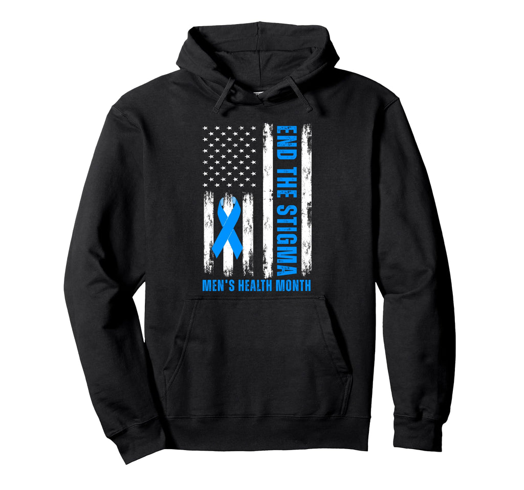 End Stigma Usa Flag Mens Health Month Hoodie - Novelty Apparel Unisex - T-Shirt, Sweatshirt, Hoodie