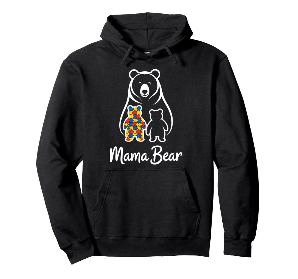 Autism Mom Mama Bear Autistic Child Hoodie - Minimalist Print Men Women - T-Shirt, Sweatshirt, Hoodie