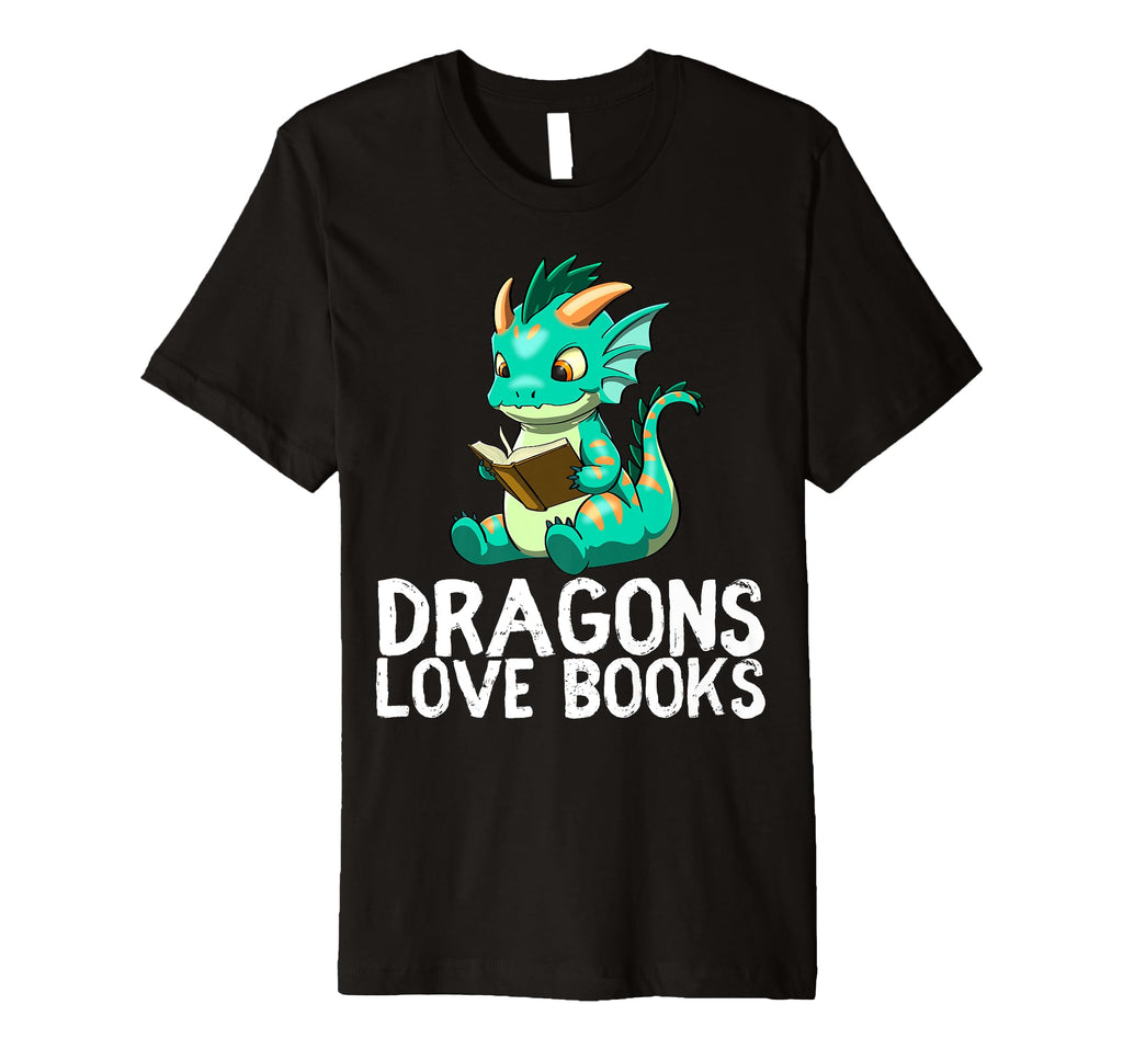 Dragon Reading Book Worm Nerd School T-Shirt - Novelty Apparel for Adults - T-Shirt, Sweatshirt, Hoodie