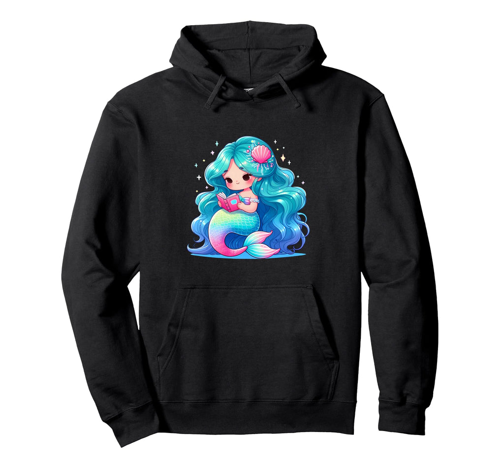 Mermaid Reading Hoodie - Fun Novelty Design Men Women - T-Shirt, Sweatshirt, Hoodie