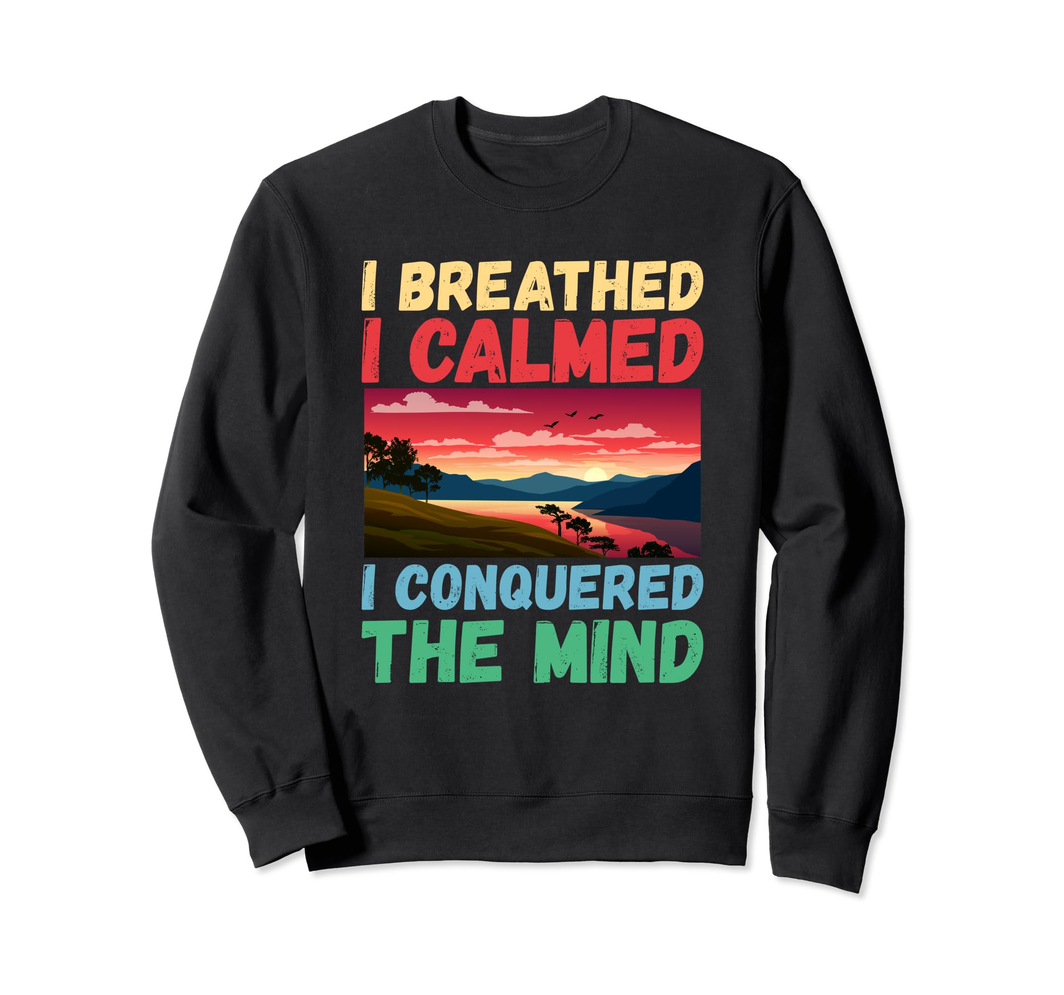 I Breathed Calmed I Conquered Sweatshirt - Fun Novelty Design for Adults - T-Shirt, Sweatshirt, Hoodie