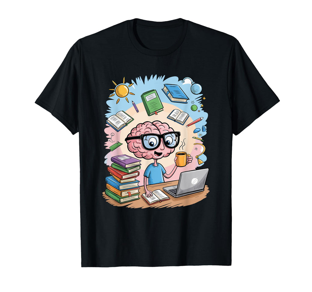 Study Session Brain Glasses Books T-Shirt - Fun Novelty Design Men Women - T-Shirt, Sweatshirt, Hoodie