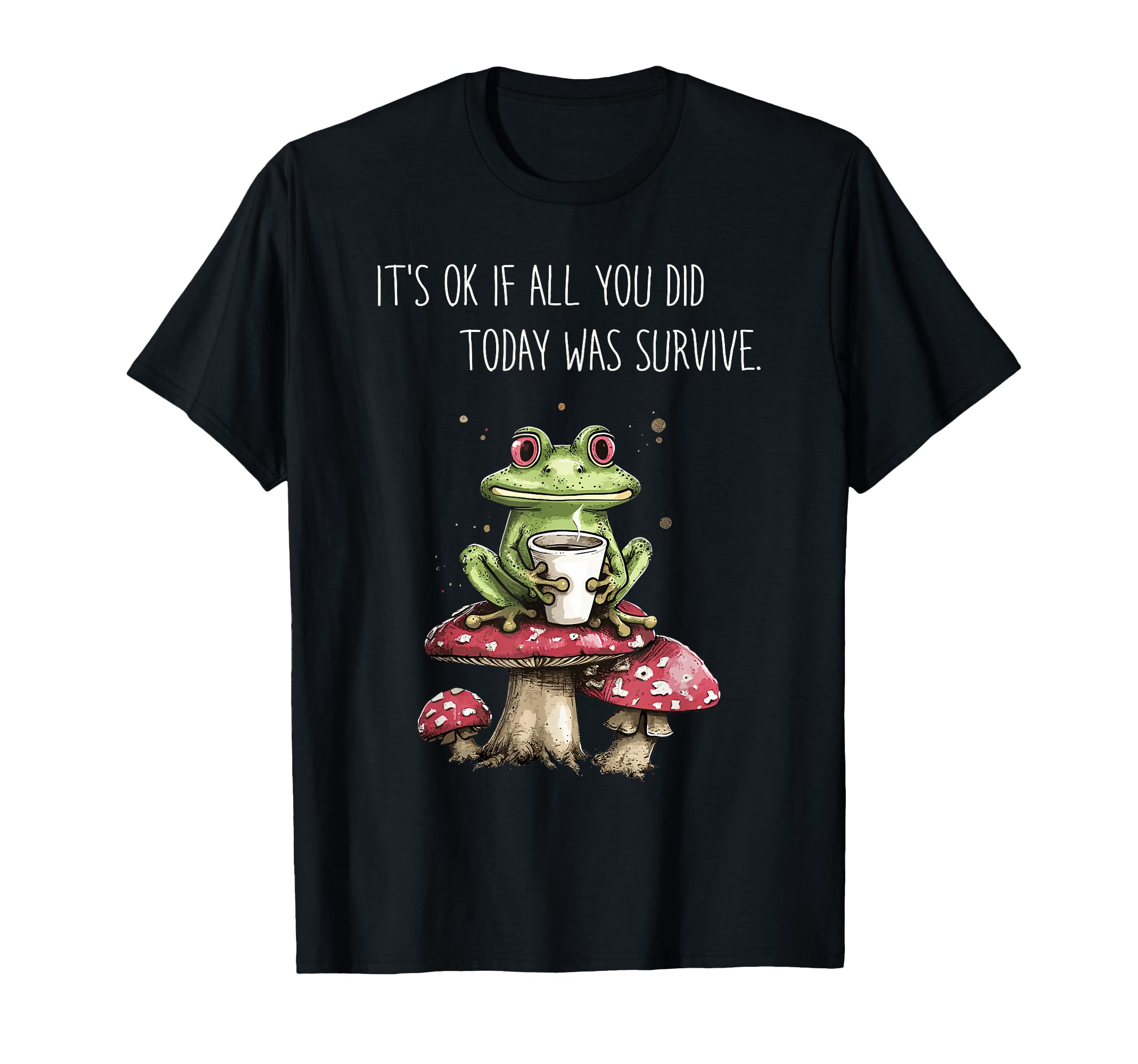 Whimsical Frog Sitting Mushroom T-Shirt - Novelty Apparel Unisex - T-Shirt, Sweatshirt, Hoodie