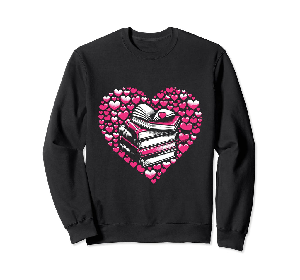 Heart Book Reading Books Bookworm Sweatshirt - Minimalist Print Unisex - T-Shirt, Sweatshirt, Hoodie