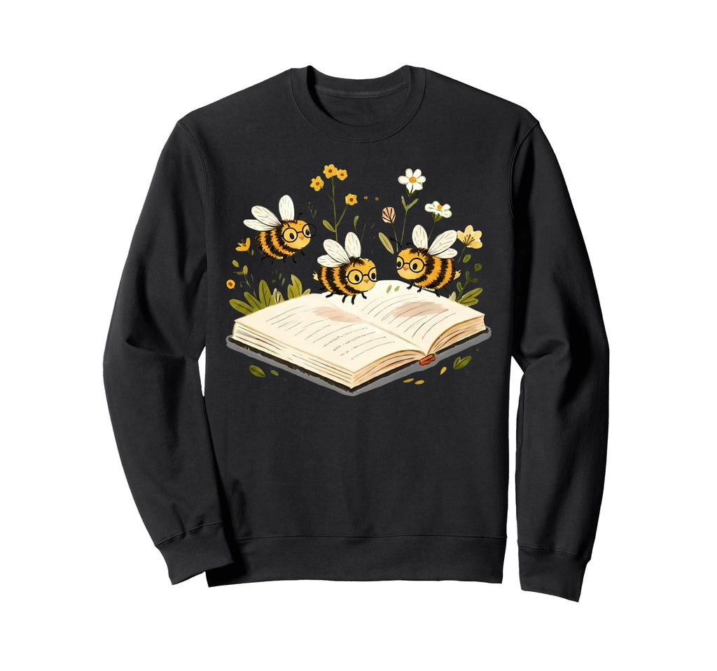 Floral Bumble Bee Reading Sweatshirt - Casual Everyday Wear for Adults - T-Shirt, Sweatshirt, Hoodie