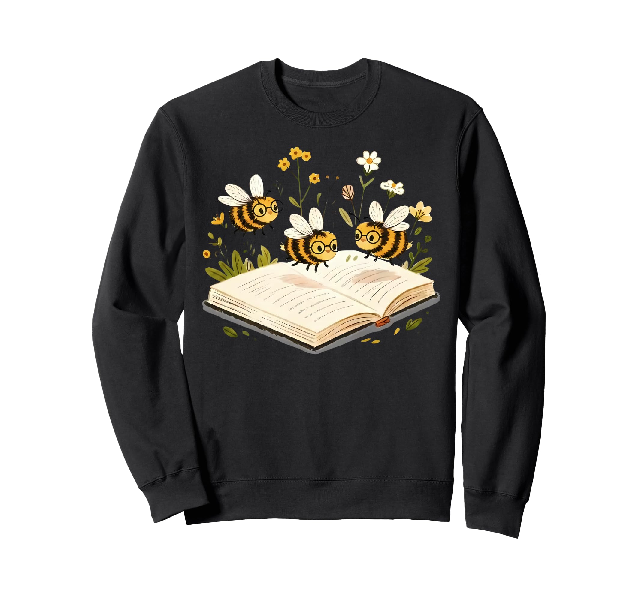 Floral Bumble Bee Reading Sweatshirt - Casual Everyday Wear for Adults - T-Shirt, Sweatshirt, Hoodie