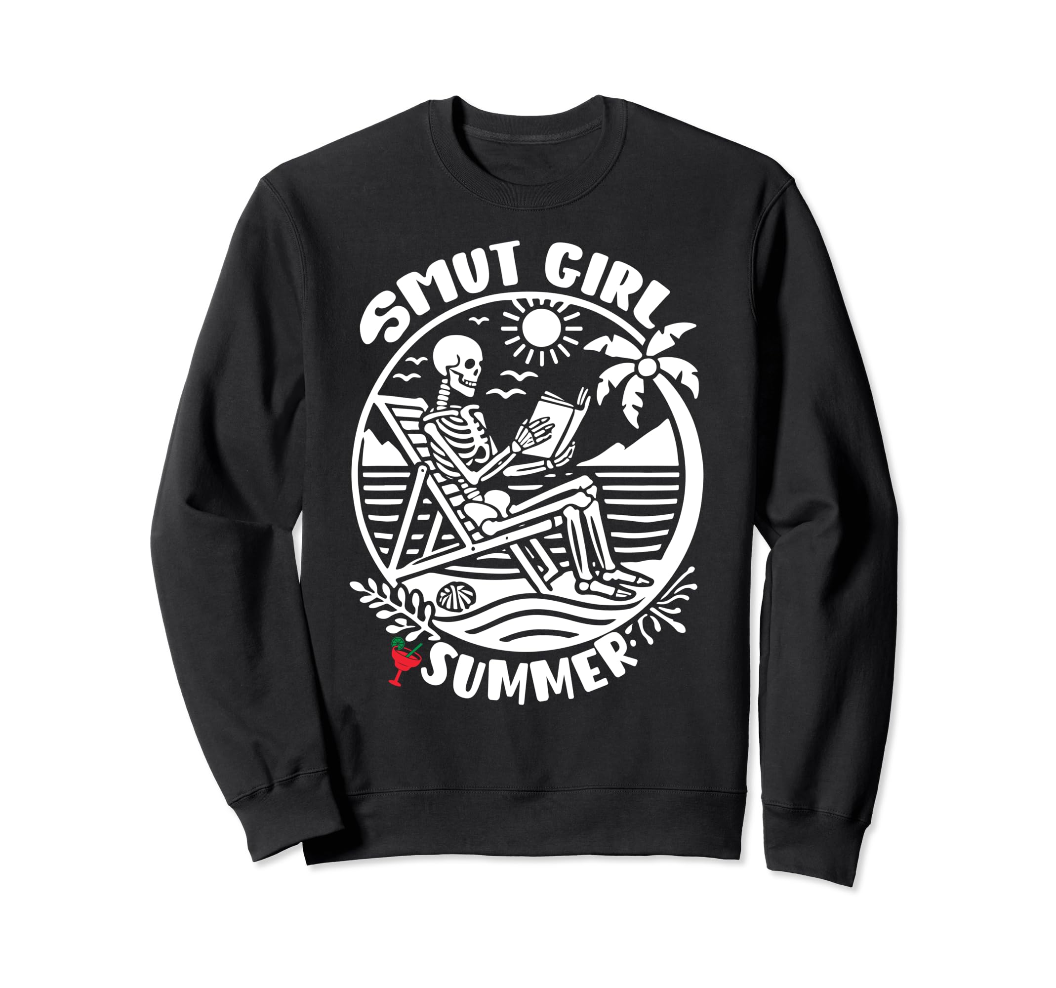 Skeleton Reading Smut Book Summer Sweatshirt - Graphic Print for Adults - T-Shirt, Sweatshirt, Hoodie