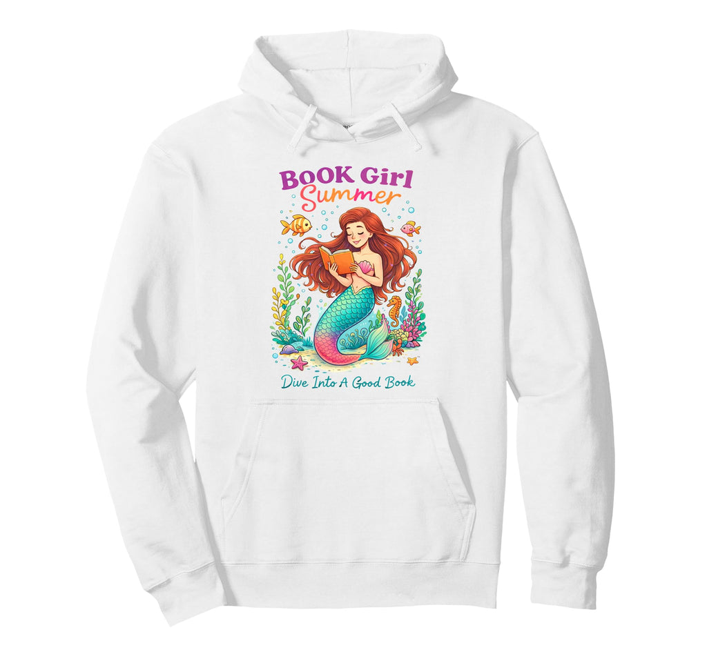 Book Lover Bookish Mermaid Reading Hoodie - Aesthetic Graphic Men Women - T-Shirt, Sweatshirt, Hoodie