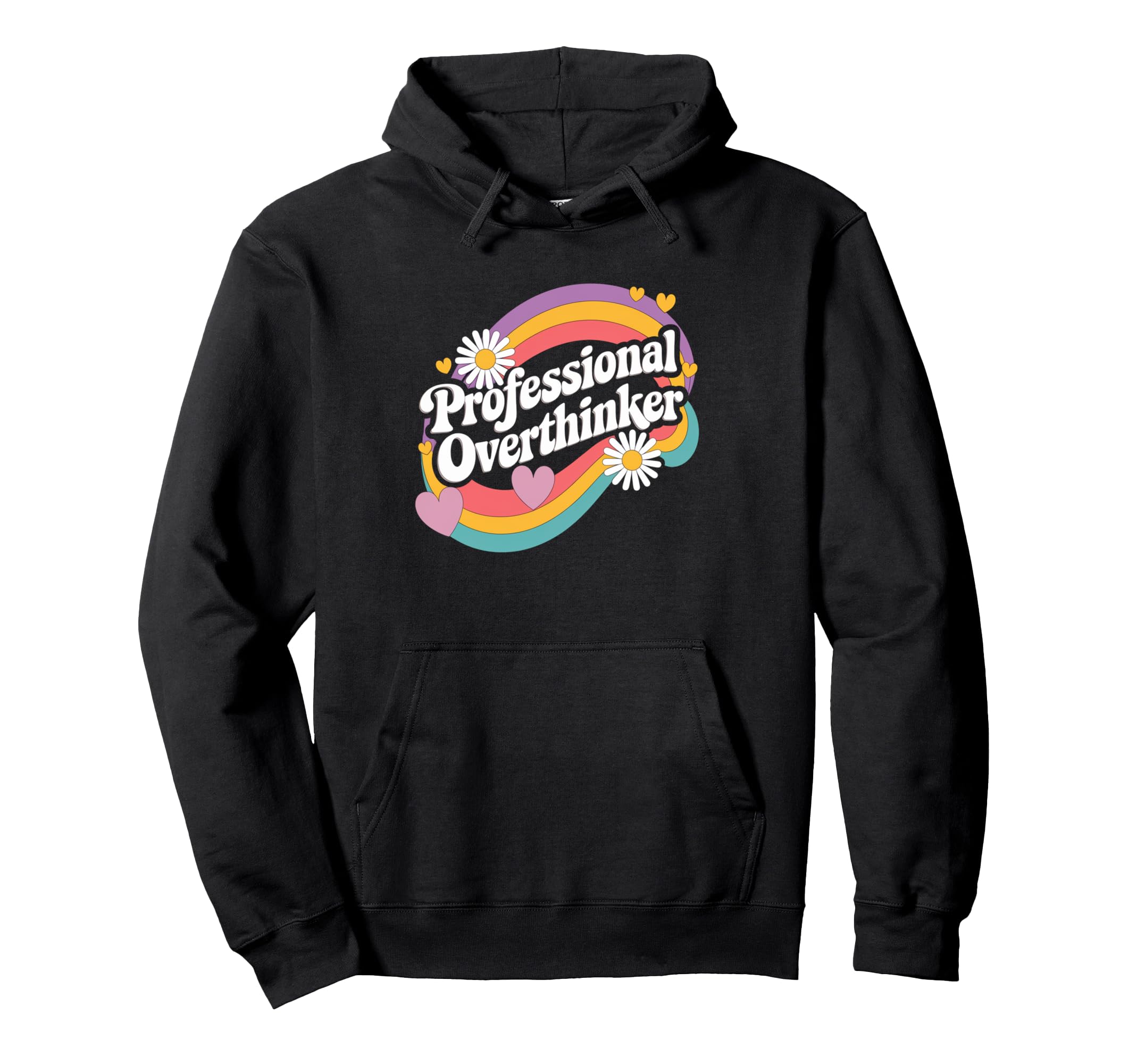 Professional Overthinker Groovy 70S Hoodie - Graphic Print for Adults - T-Shirt, Sweatshirt, Hoodie