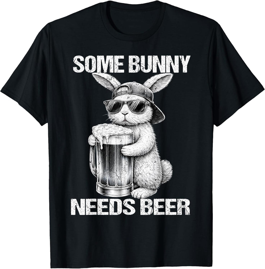 Funny Bunny Rabbit Drinking Drink Tee Easter Men Unisex T-shirt, Sweatshirt, Hoodie, Long Sleeve Tee - T-Shirt, Sweatshirt, Hoodie