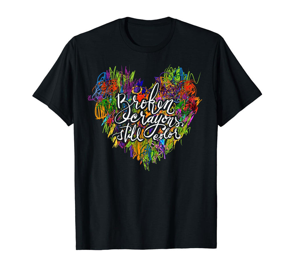 Broken Crayons Still Color Heart Mental T-Shirt - Graphic Print Men Women - T-Shirt, Sweatshirt, Hoodie