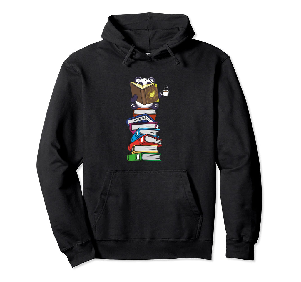 Panda Reading Books Coffee Animal Book Hoodie - Novelty Apparel for Adults - T-Shirt, Sweatshirt, Hoodie