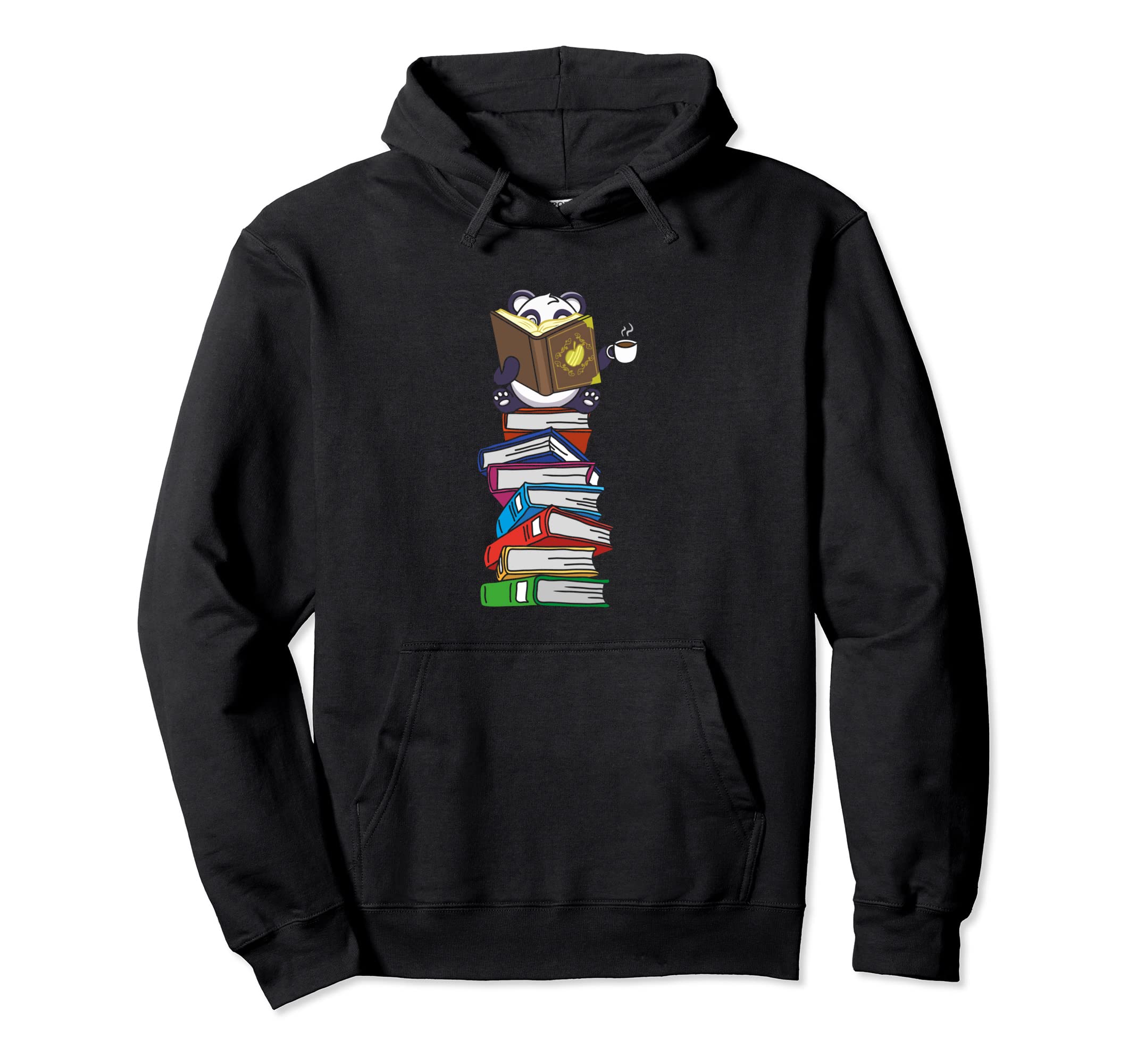 Panda Reading Books Coffee Animal Book Hoodie - Novelty Apparel for Adults - T-Shirt, Sweatshirt, Hoodie