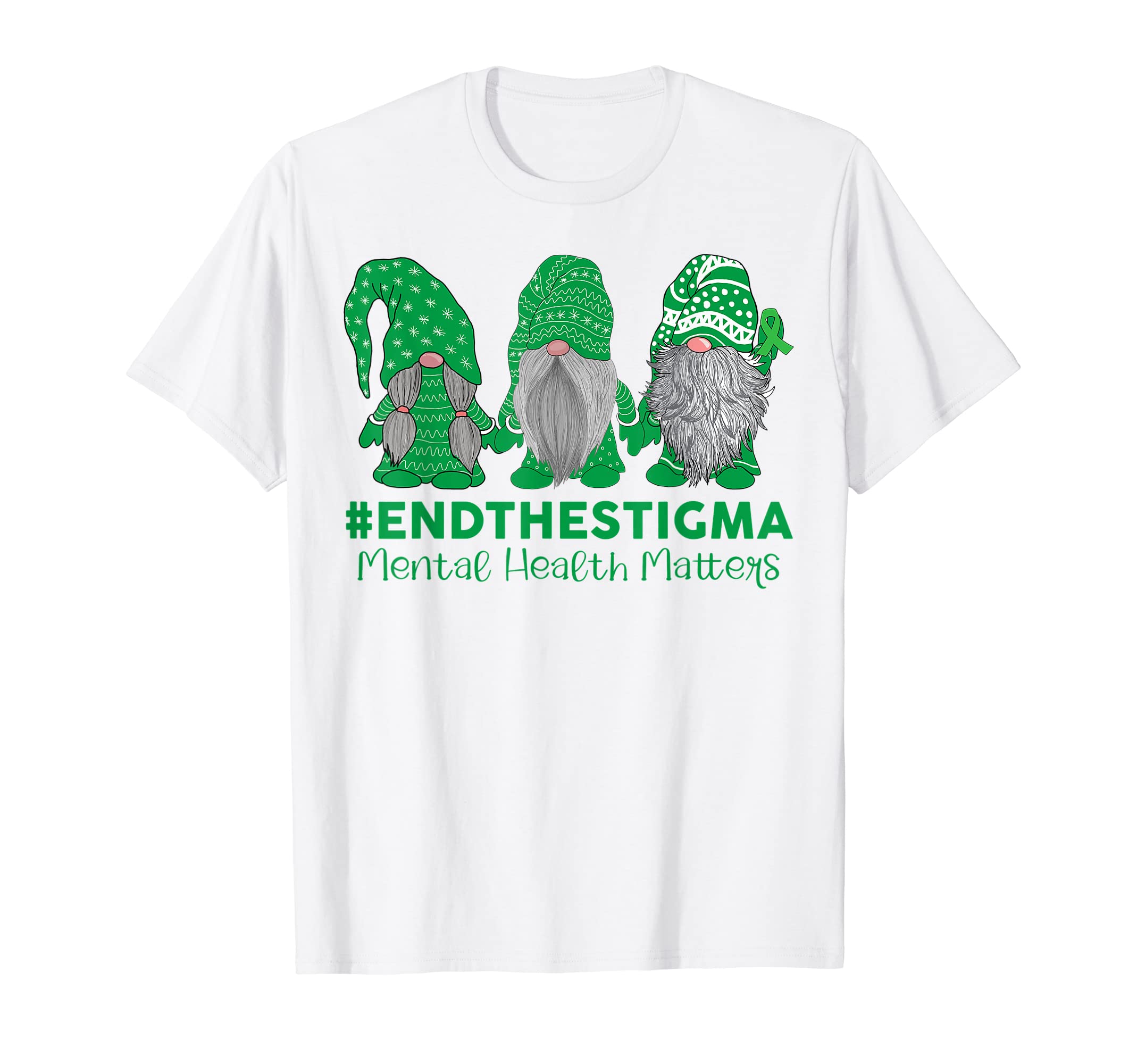 Trio Gnome End Stigma Mental Health T-Shirt - Minimalist Print for Adults - T-Shirt, Sweatshirt, Hoodie