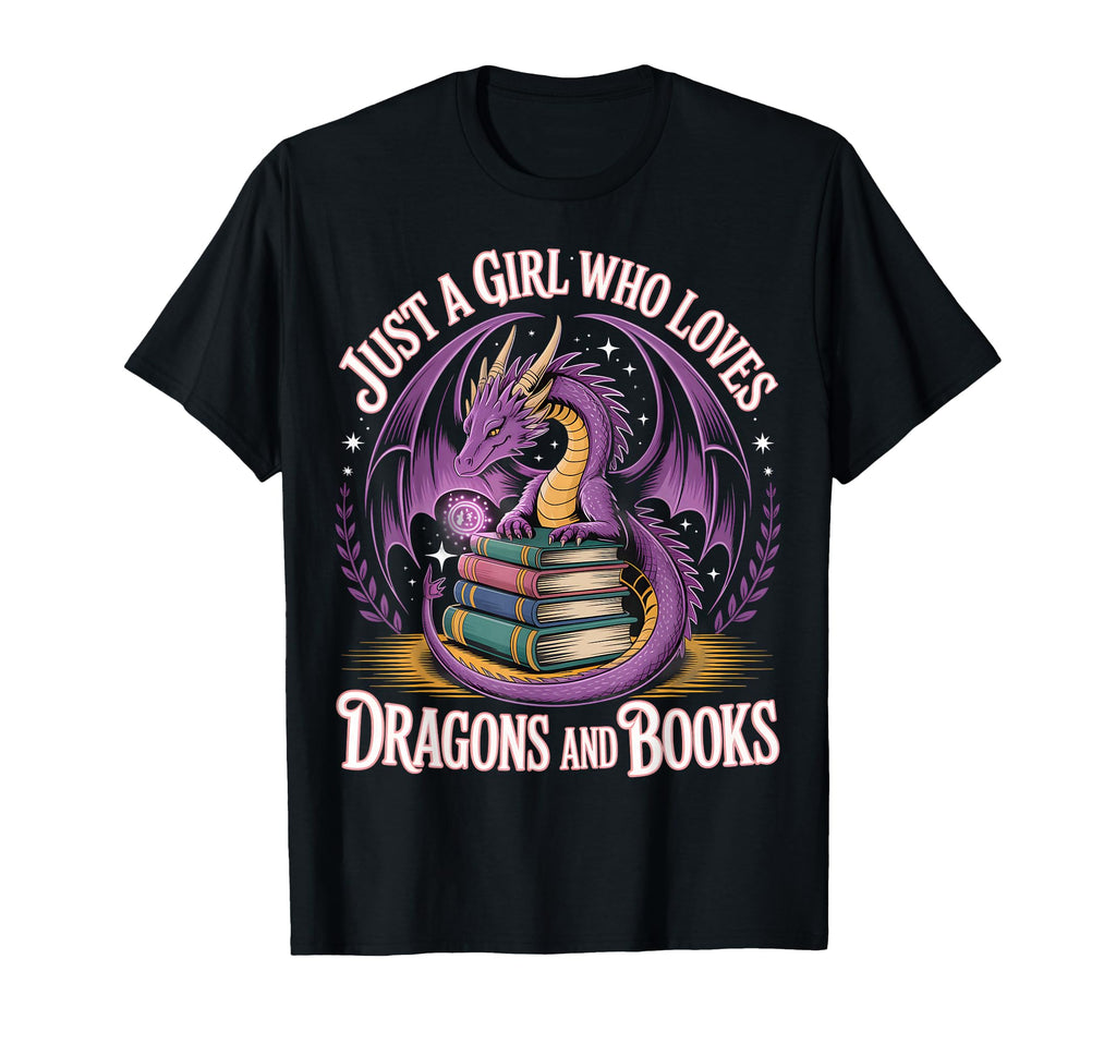 Just Who Loves Dragons And Books T-Shirt - Trendy Graphic for Adults - T-Shirt, Sweatshirt, Hoodie