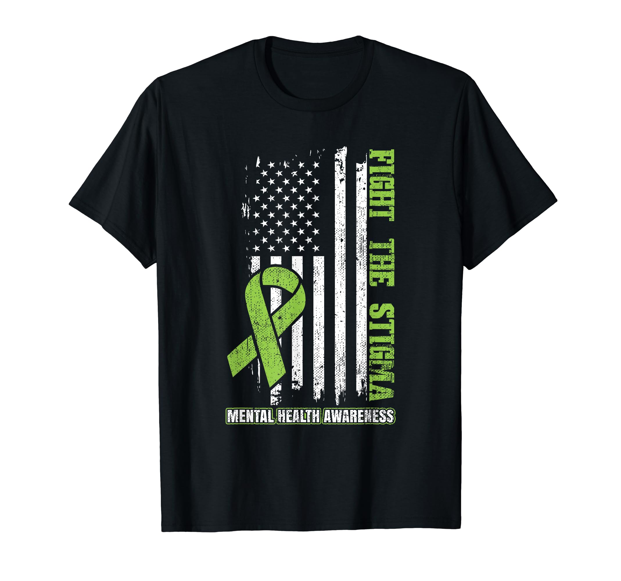 Fight Stigma American Flag Mental T-Shirt - Aesthetic Graphic Unisex - T-Shirt, Sweatshirt, Hoodie