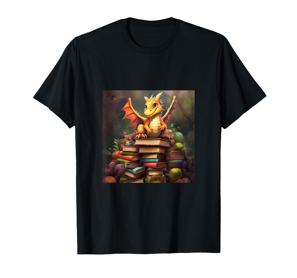 Book Nerd Dragon Reading Library T-Shirt - Streetwear Style Unisex - T-Shirt, Sweatshirt, Hoodie