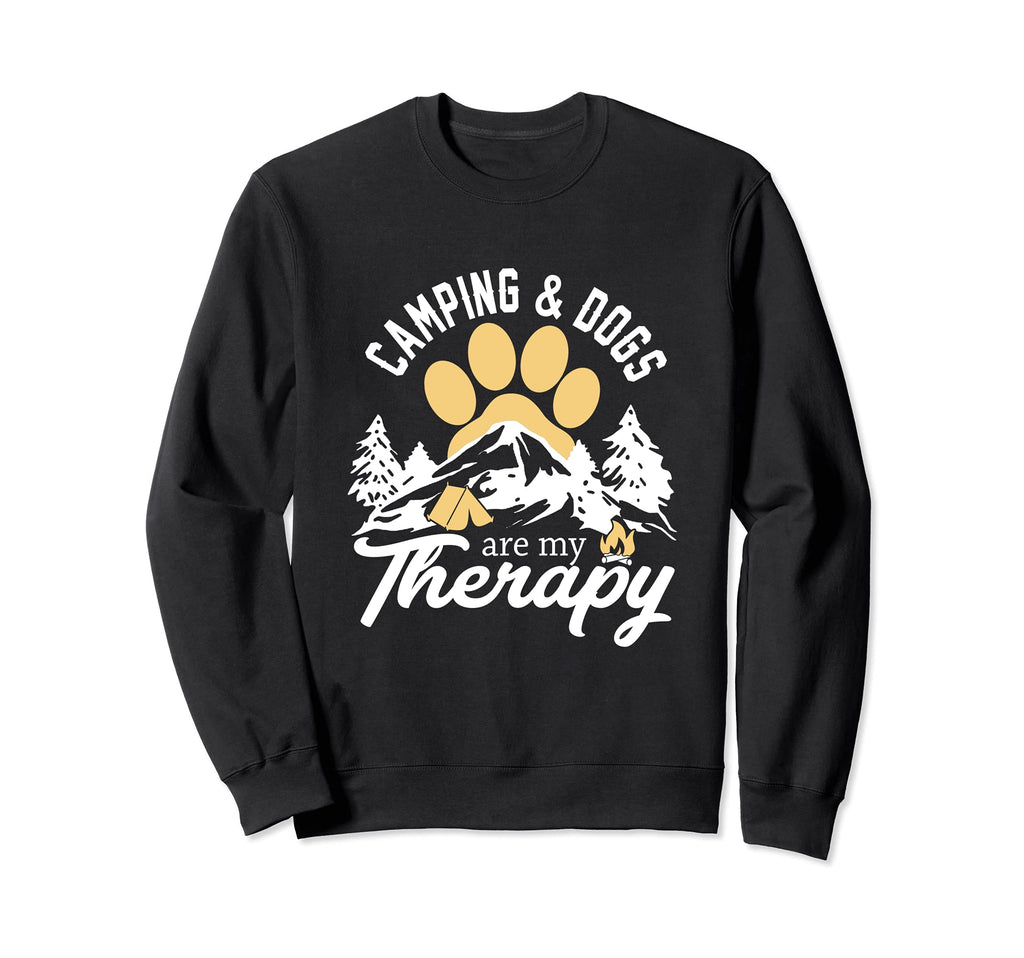 Camping And Dogs Are My Therapy Sweatshirt - Aesthetic Graphic Men Women - T-Shirt, Sweatshirt, Hoodie