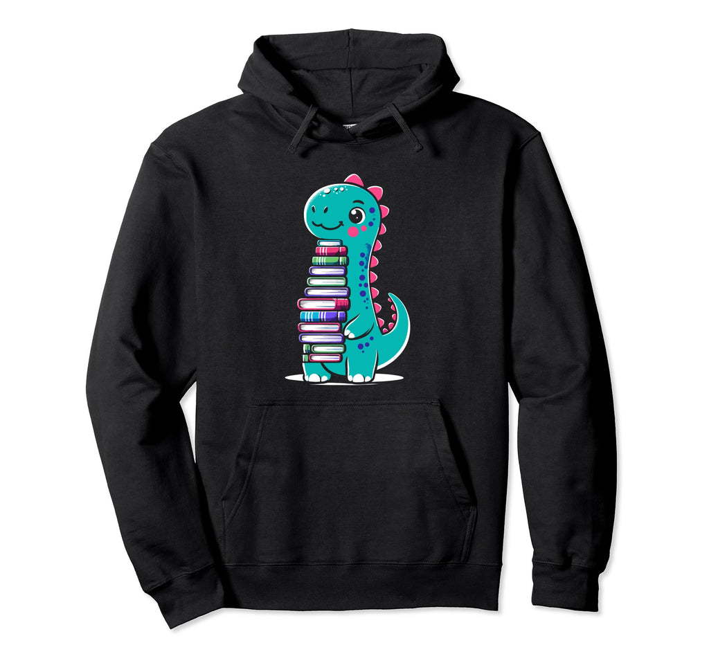 Dinosaur Book Reading Books Bookworm Hoodie - Aesthetic Graphic Unisex - T-Shirt, Sweatshirt, Hoodie