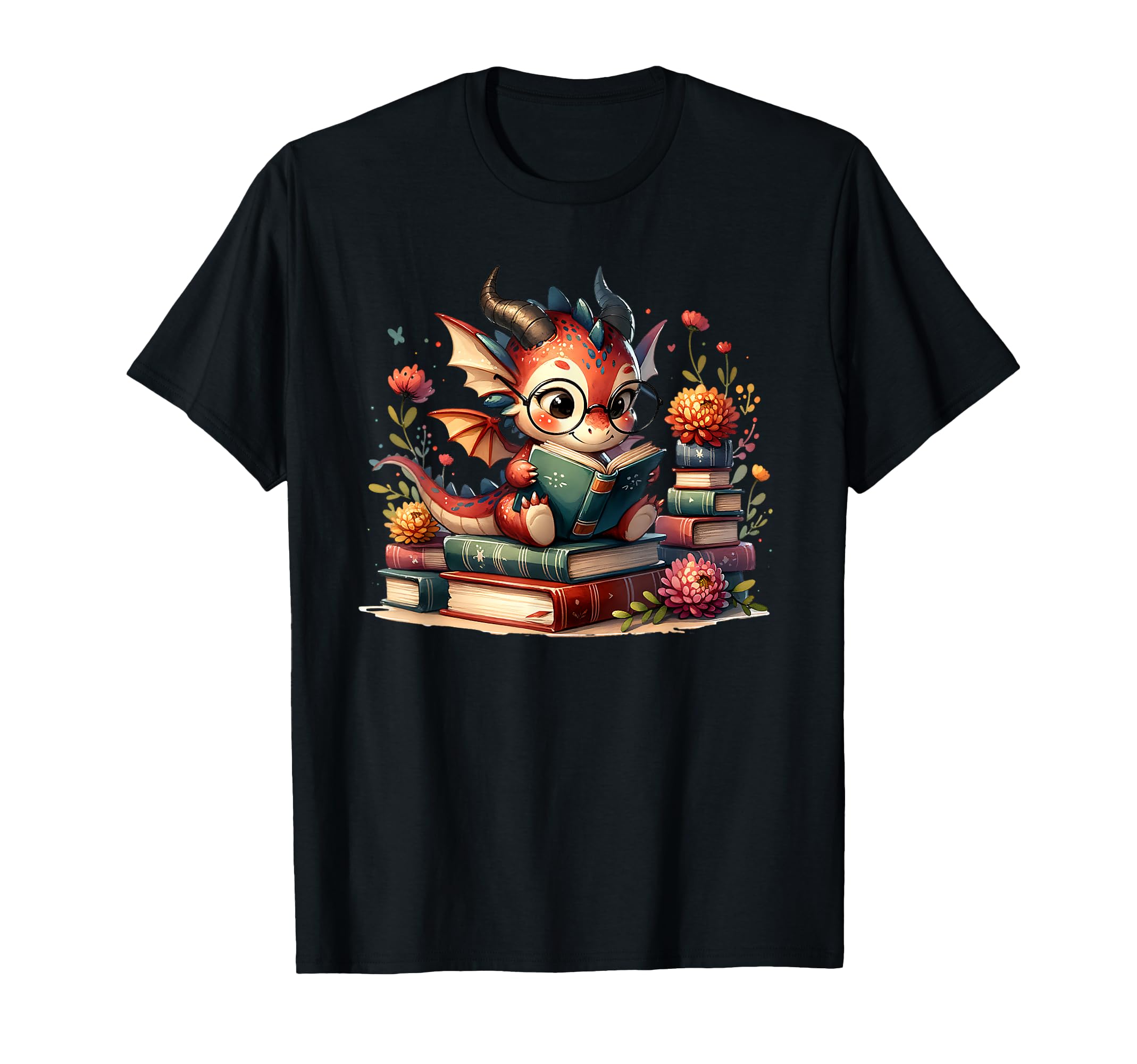 Dragon Reading Book Lover Bookworm T-Shirt - Casual Everyday Wear Unisex - T-Shirt, Sweatshirt, Hoodie