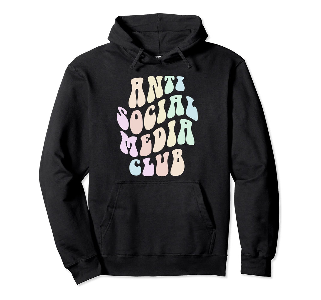 Groovy Anti Social Media Club Introvert Hoodie - Trendy Graphic Men Women - T-Shirt, Sweatshirt, Hoodie