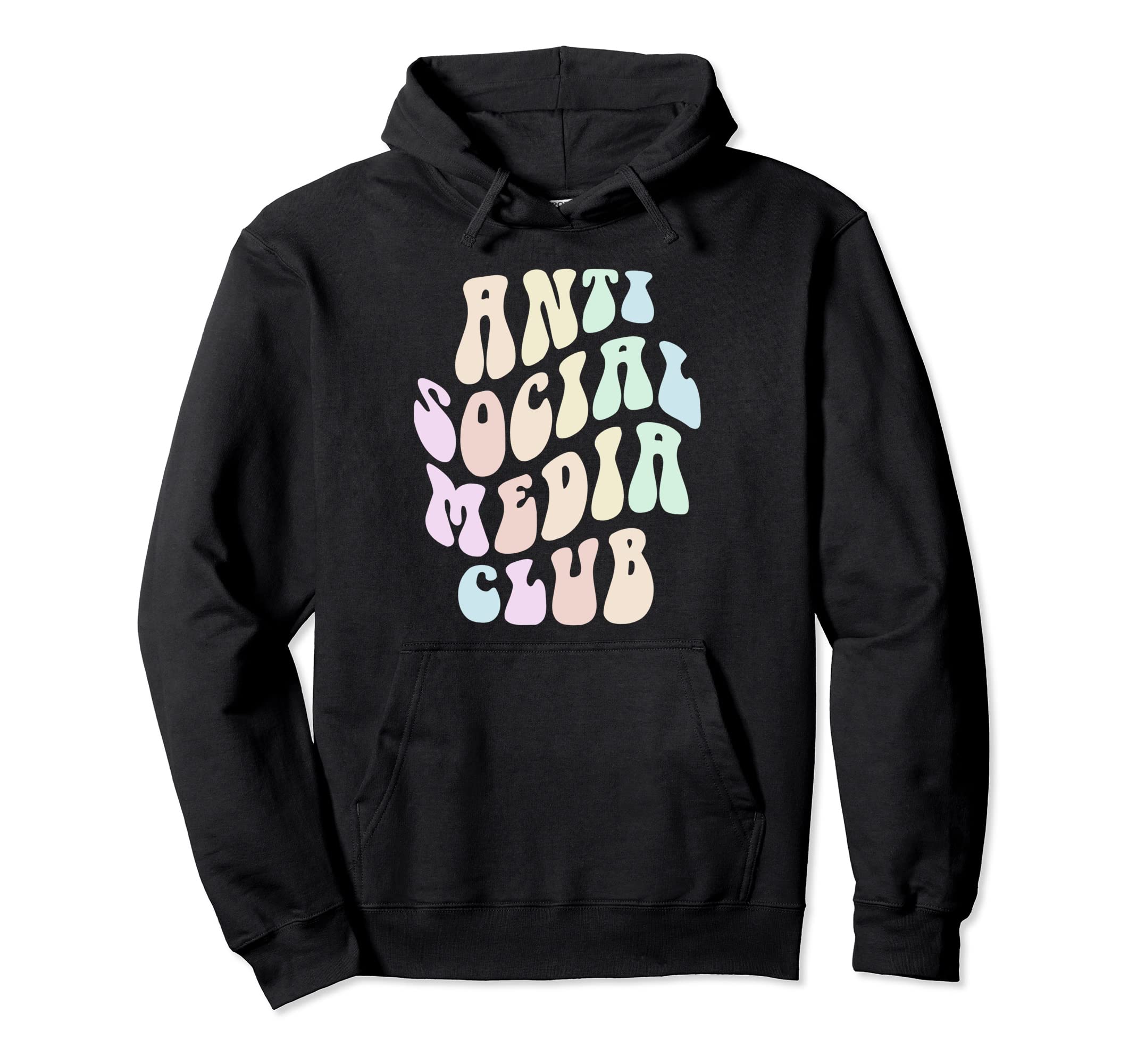Groovy Anti Social Media Club Introvert Hoodie - Trendy Graphic Men Women - T-Shirt, Sweatshirt, Hoodie