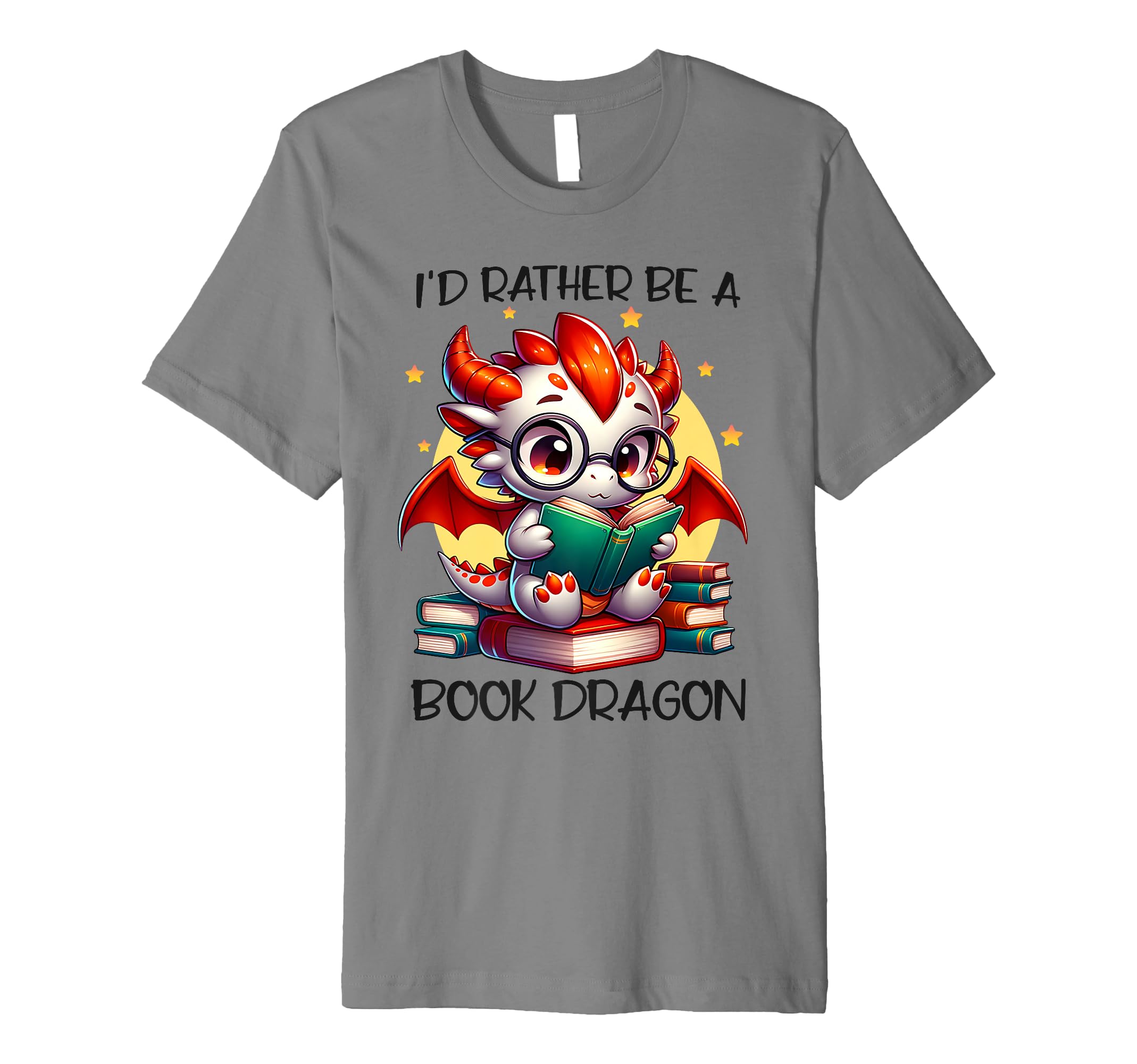 Id Rather Be Book Dragon Reading Lover T-Shirt - Graphic Print Men Women - T-Shirt, Sweatshirt, Hoodie