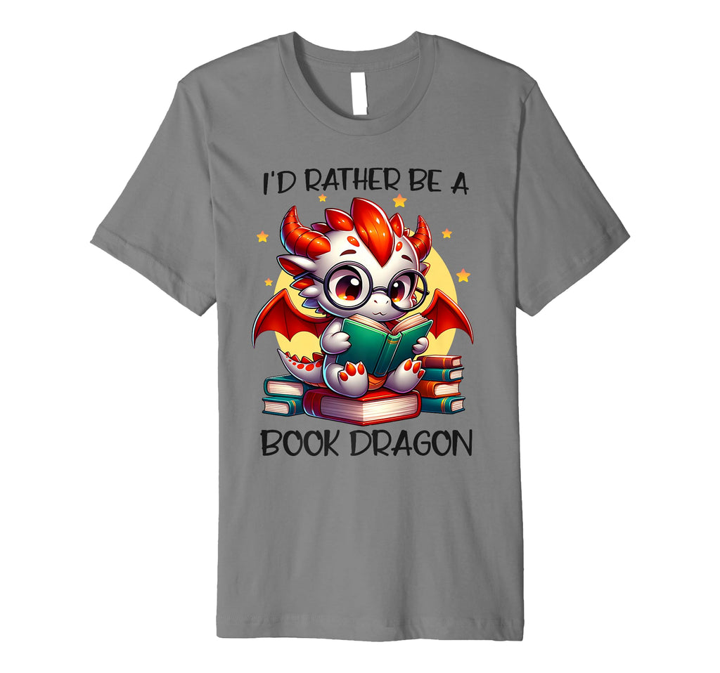 Id Rather Be Book Dragon Reading Lover T-Shirt - Trendy Graphic Men Women - T-Shirt, Sweatshirt, Hoodie