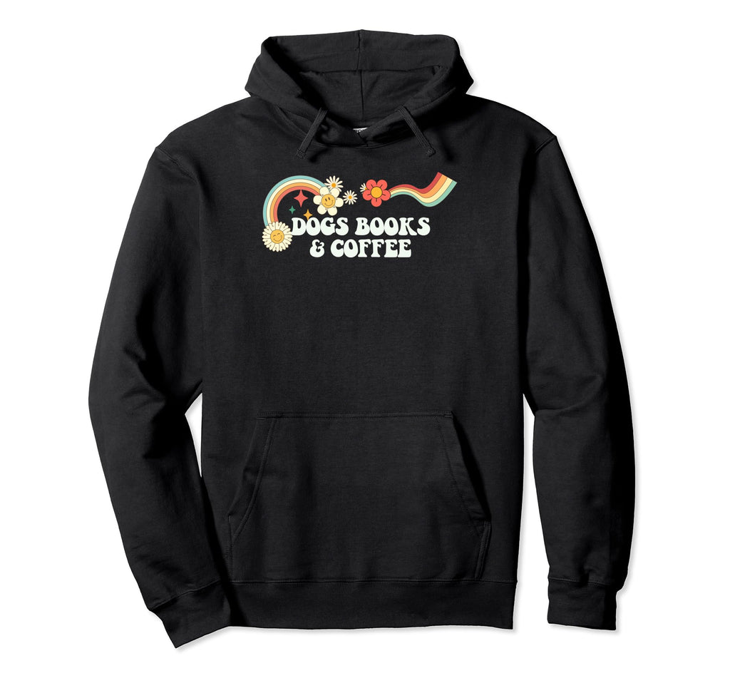Groovy Funny Dogs Books Coffee Hoodie - Minimalist Print Unisex - T-Shirt, Sweatshirt, Hoodie