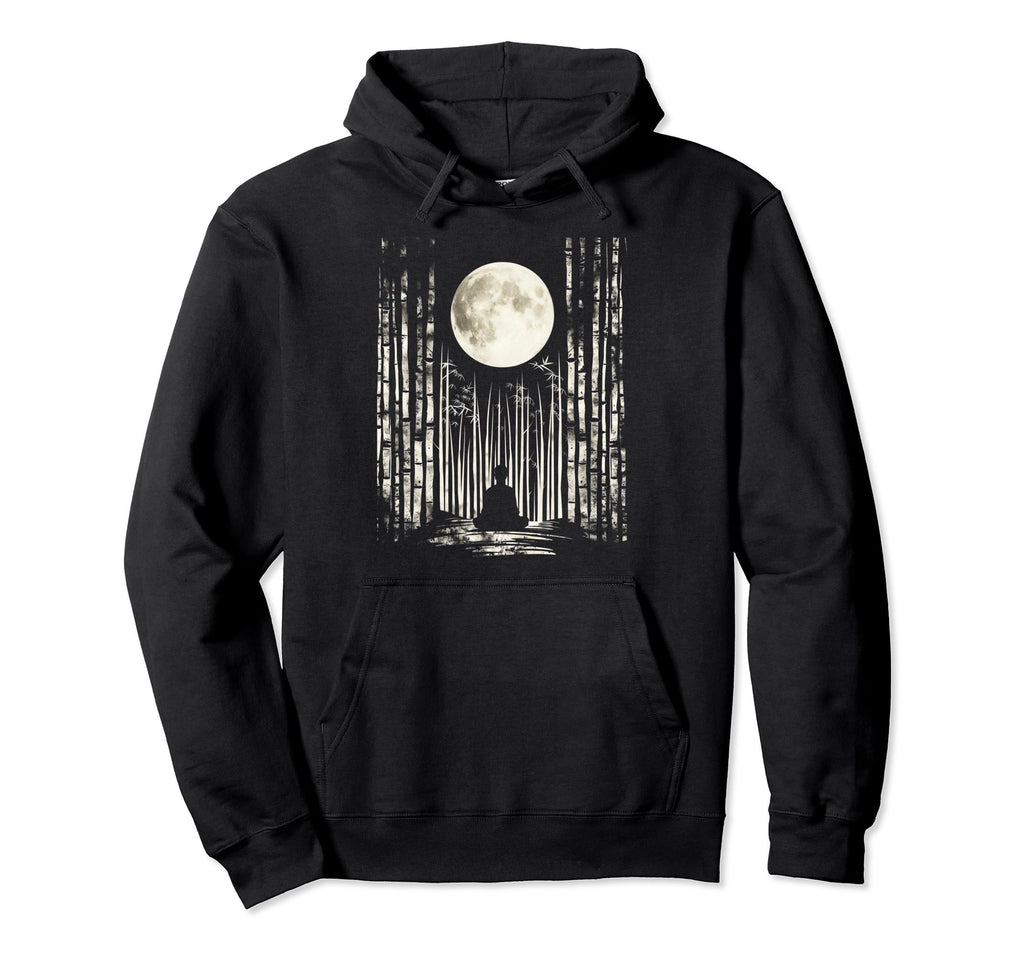 Buddha Zen Moonlit Bamboo Bamboo Hoodie - Custom Art Print for Adults - T-Shirt, Sweatshirt, Hoodie