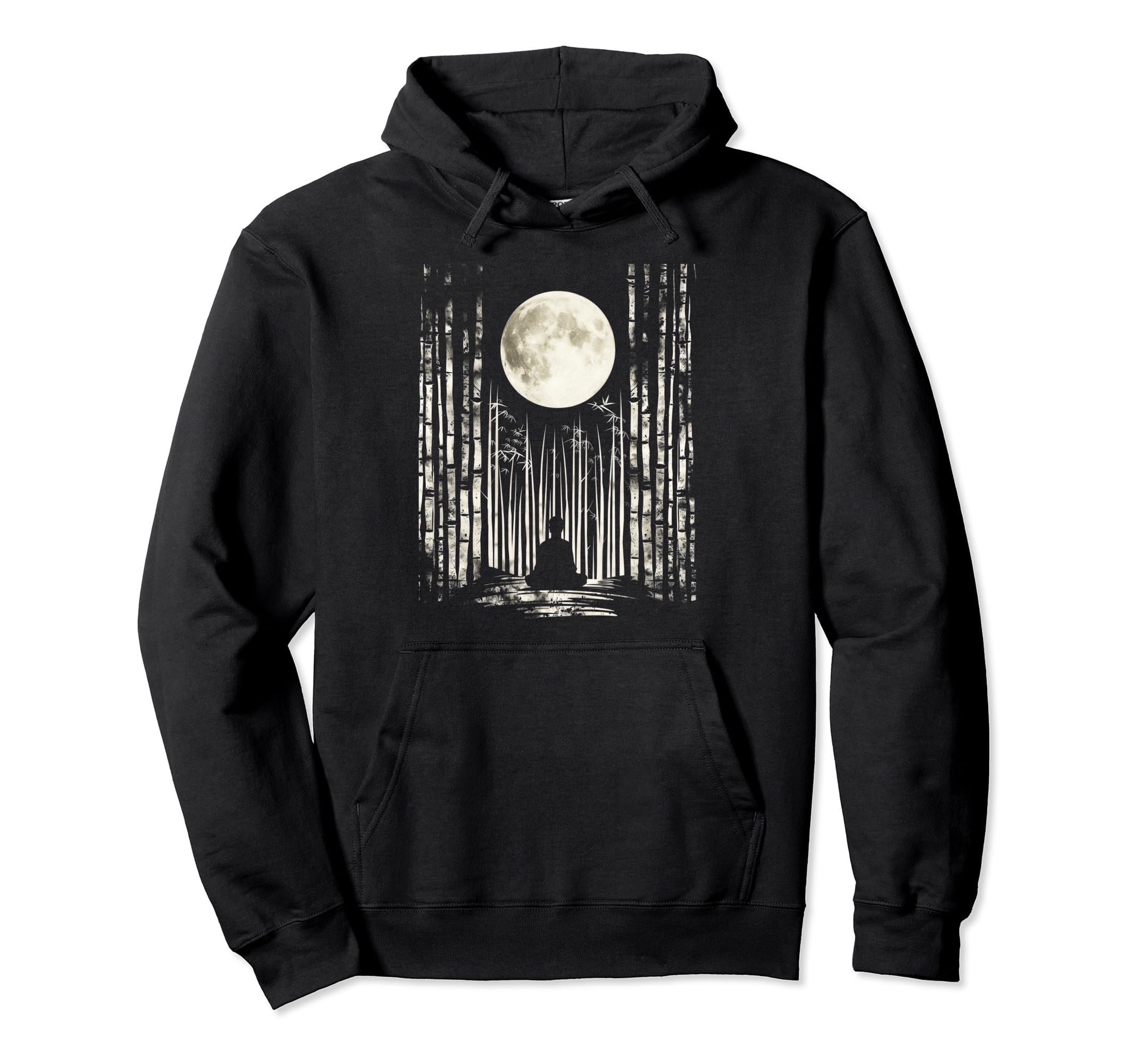 Buddha Zen Moonlit Bamboo Bamboo Hoodie - Custom Art Print for Adults - T-Shirt, Sweatshirt, Hoodie