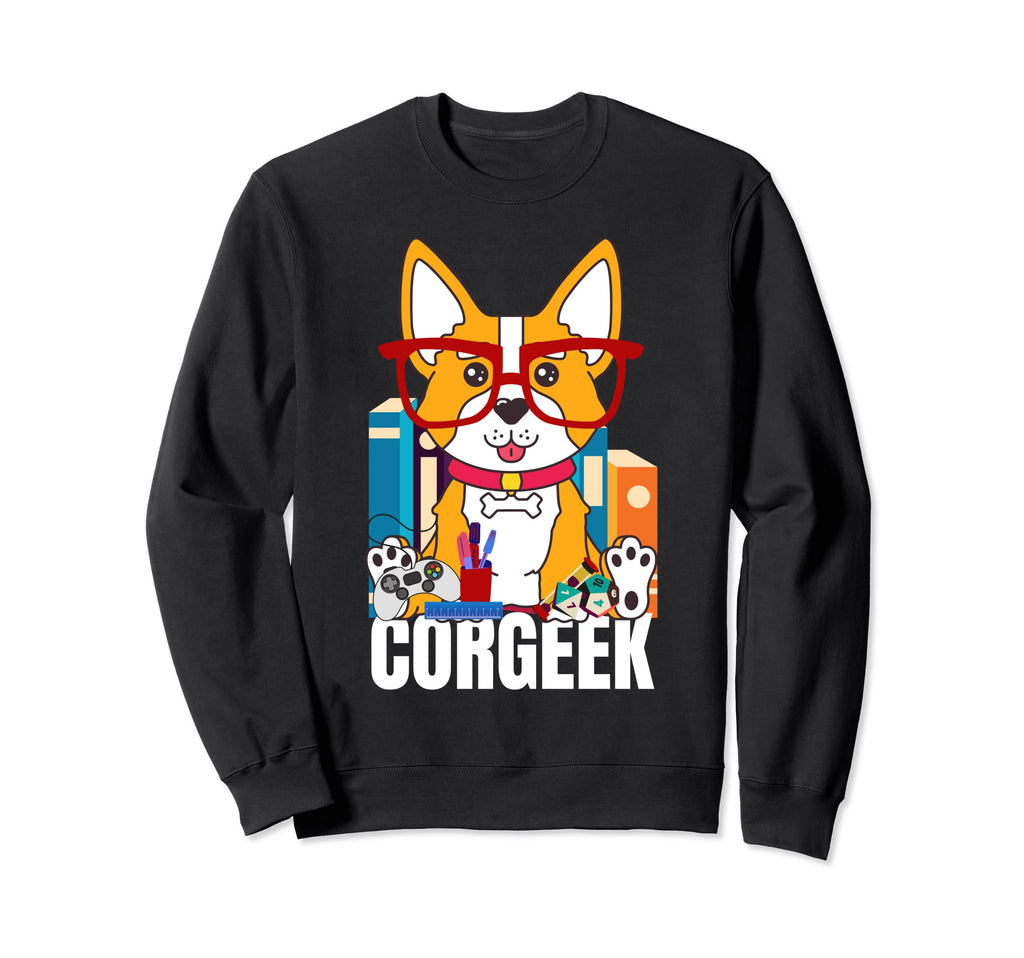 Corgi Geek Corgeek Book Lovers Sweatshirt - Minimalist Print for Adults - T-Shirt, Sweatshirt, Hoodie