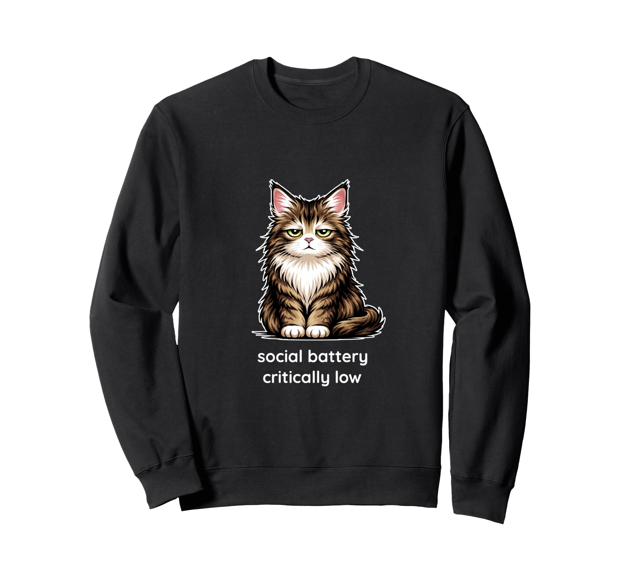 Siberian Cat Social Battery Sweatshirt - Custom Art Print Men Women - T-Shirt, Sweatshirt, Hoodie