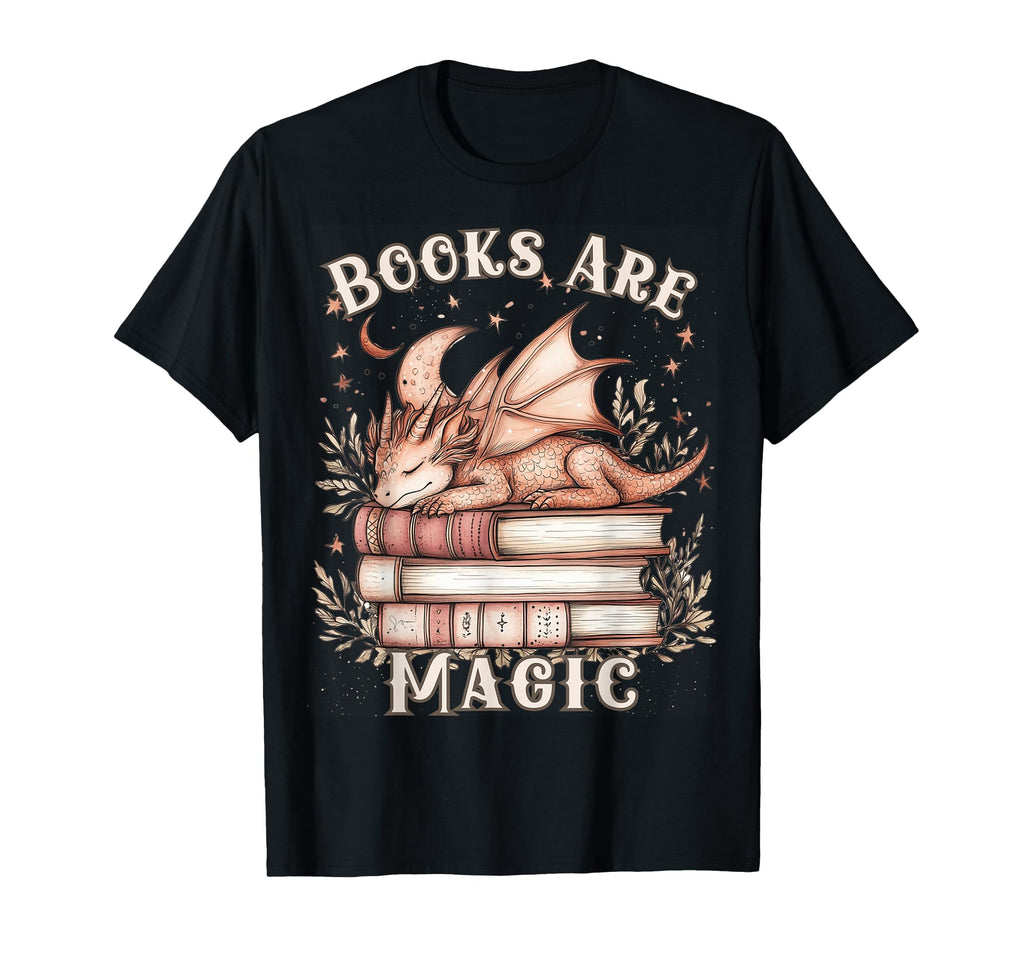 Books Are Magic Dragon Book Lover T-Shirt - Novelty Apparel Unisex - T-Shirt, Sweatshirt, Hoodie
