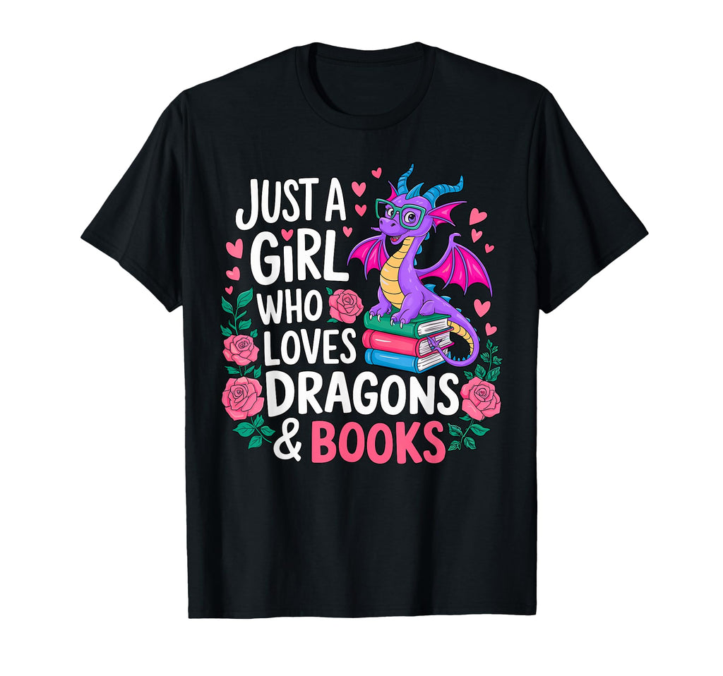 Just Who Loves Dragons And Books Reading T-Shirt - Graphic Print for Adults - T-Shirt, Sweatshirt, Hoodie