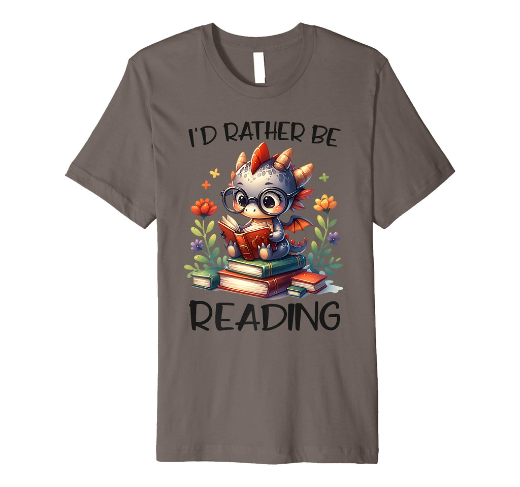 Id Rather Be Reading Book Dragon Bookworm T-Shirt - Unique Graphic Unisex - T-Shirt, Sweatshirt, Hoodie