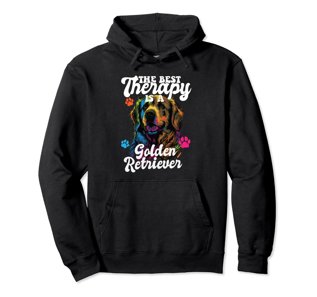 Best Therapy Is Golden Retriever Dog Mom Dad Hoodie - Graphic Print Unisex - T-Shirt, Sweatshirt, Hoodie