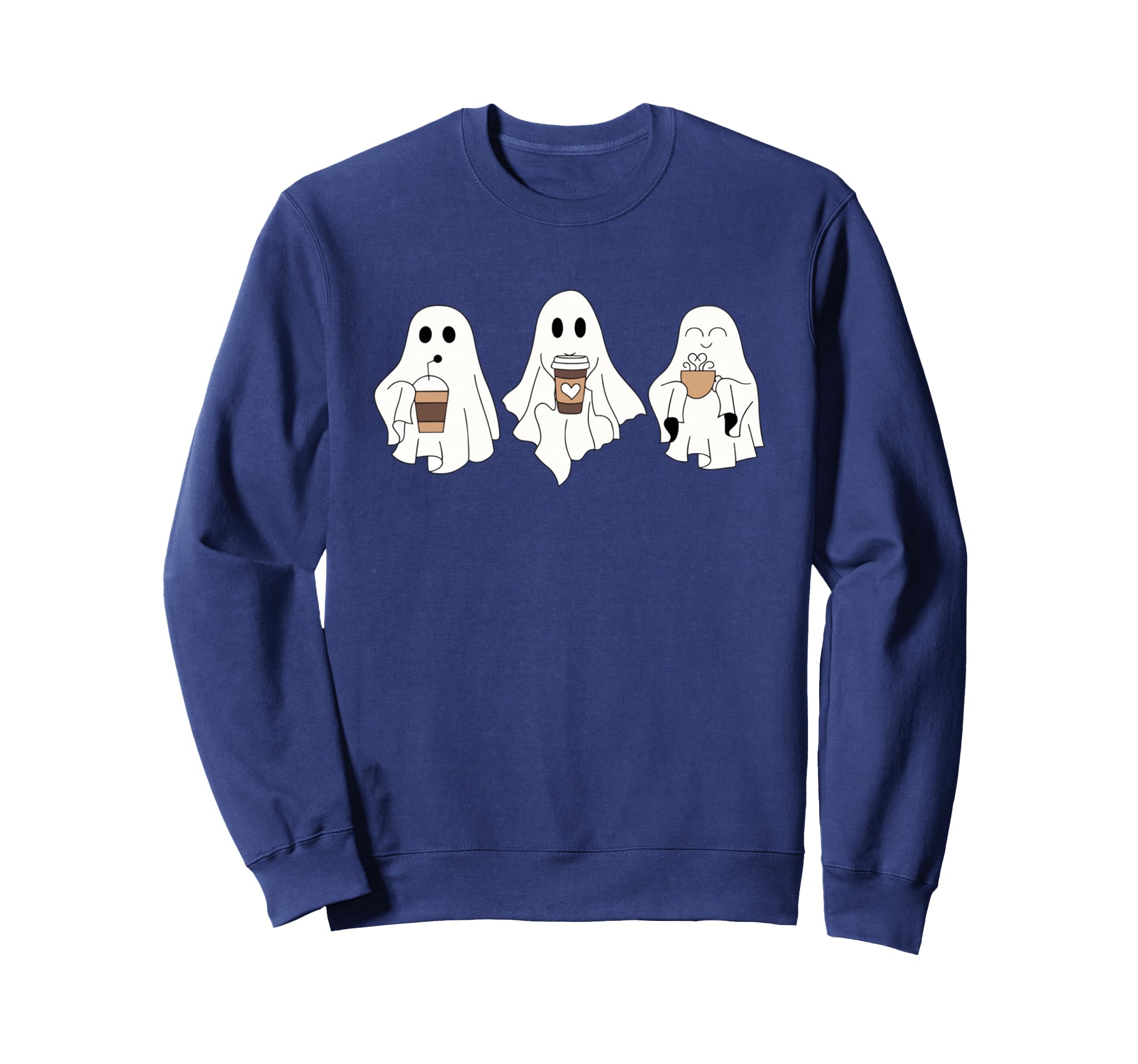 Ghost Drinking Coffee Halloween Sweatshirt - Fun Novelty Design Unisex - T-Shirt, Sweatshirt, Hoodie