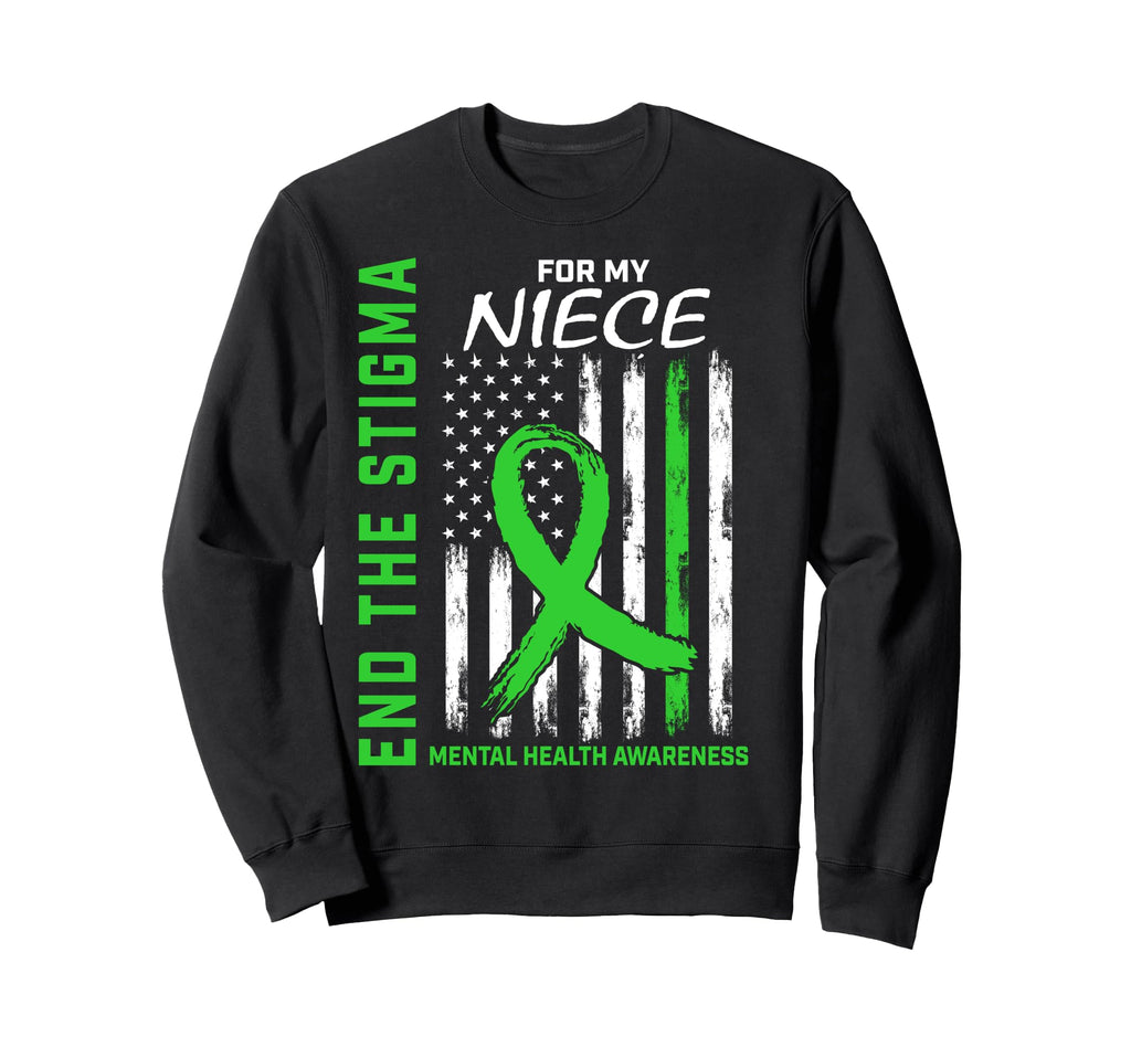 Green Ribbon Mental Health Awareness Sweatshirt - Graphic Print Unisex - T-Shirt, Sweatshirt, Hoodie