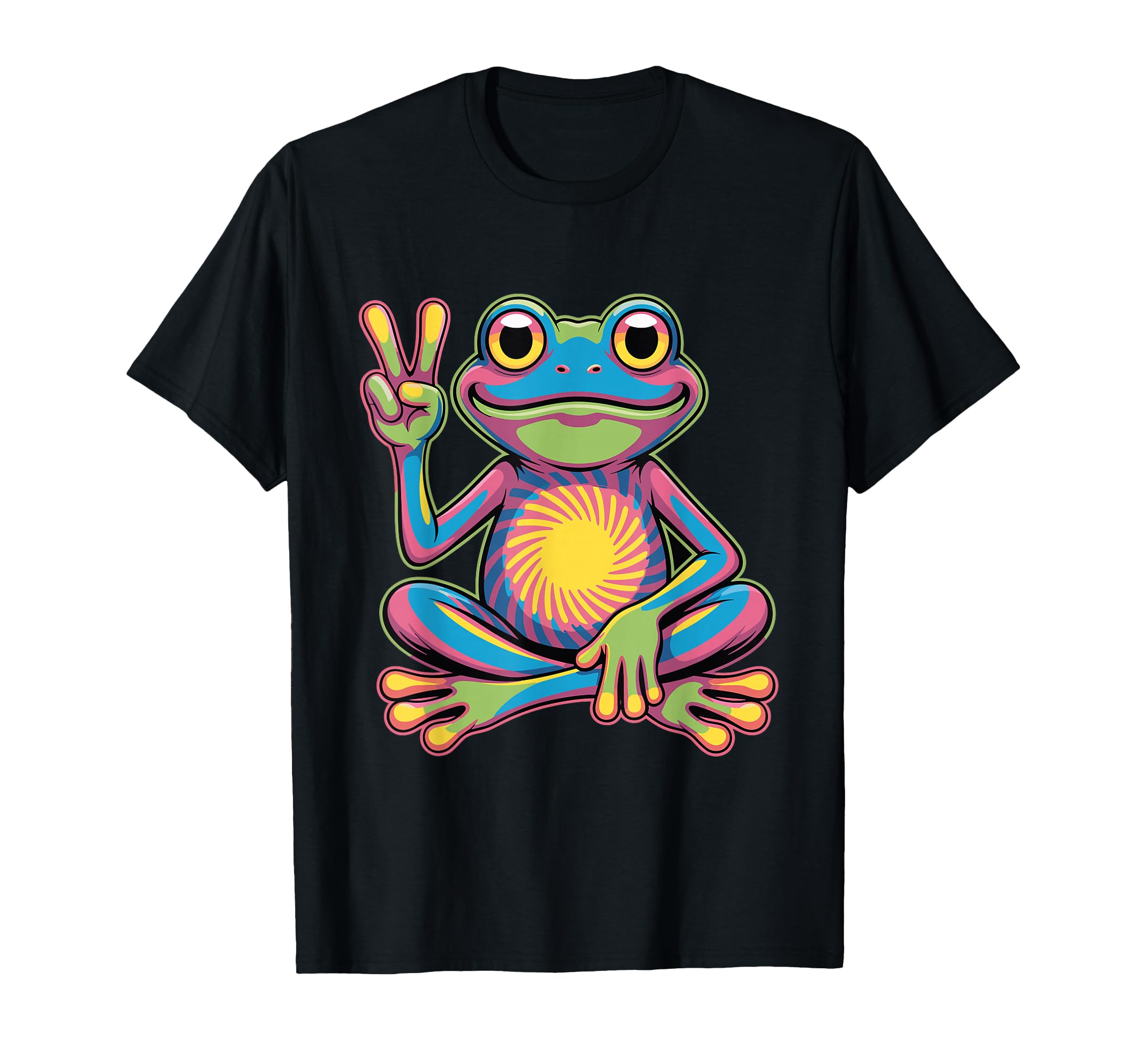 Psychedelic Frog Peace Sign T-Shirt - Fun Novelty Design for Adults - T-Shirt, Sweatshirt, Hoodie