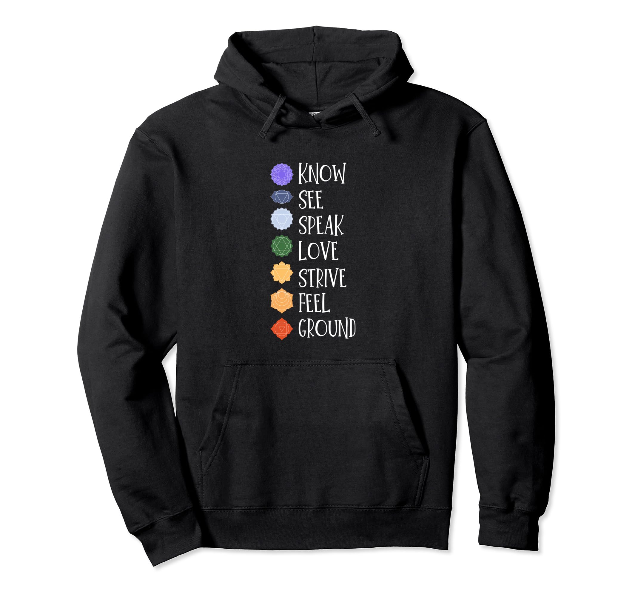 Seven Chakras 7 Chakra Sanskrit Yoga Hoodie - Graphic Print for Adults - T-Shirt, Sweatshirt, Hoodie