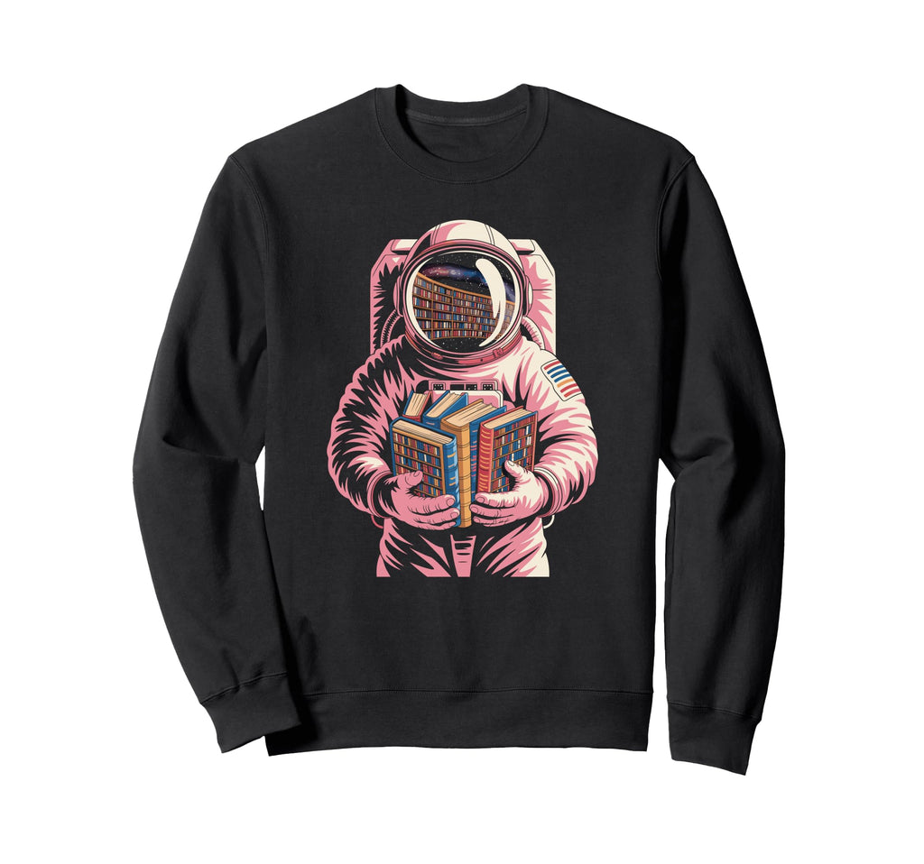 Colorful Pop Art Astronaut Reading Sweatshirt - Unique Graphic for Adults - T-Shirt, Sweatshirt, Hoodie