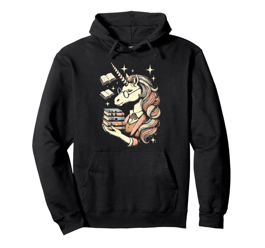 Unicorn Librarian Library Book Reading Hoodie - Unique Graphic Unisex - T-Shirt, Sweatshirt, Hoodie