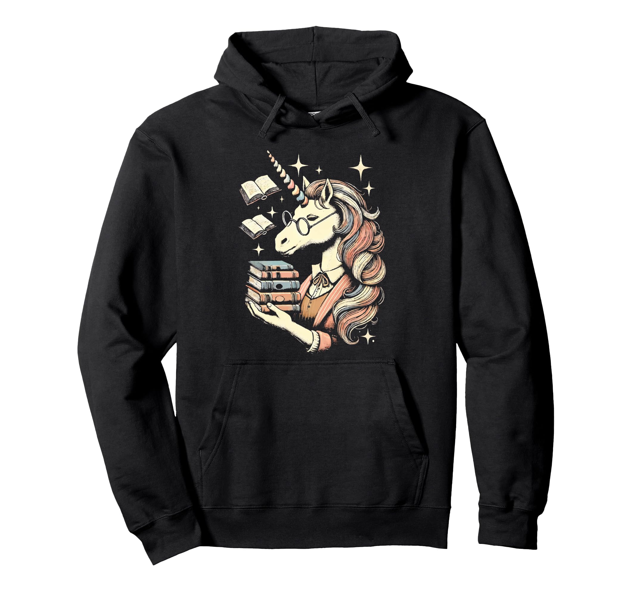 Unicorn Librarian Library Book Reading Hoodie - Unique Graphic Unisex - T-Shirt, Sweatshirt, Hoodie