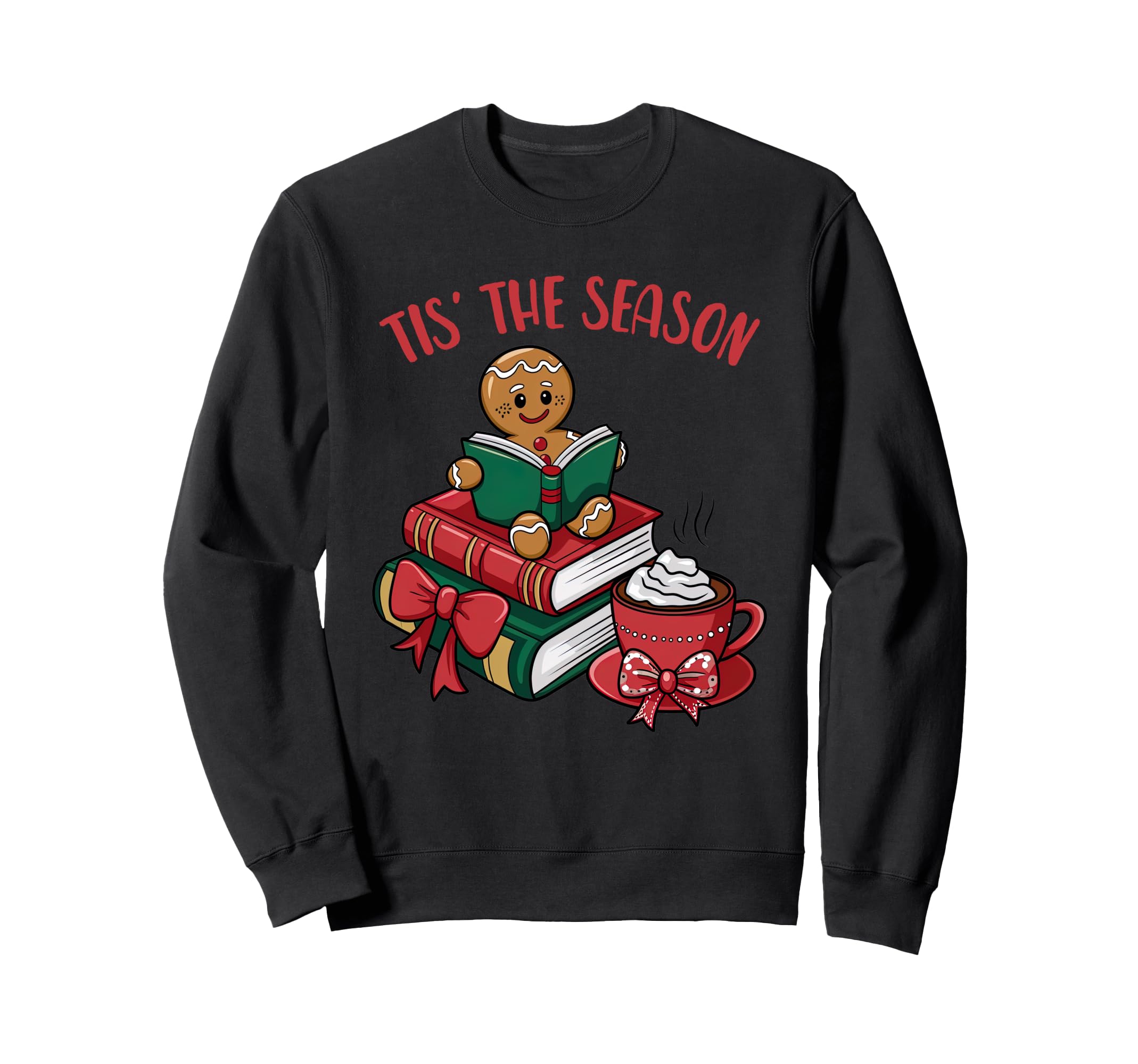 Gingerbread Reading Book Nerd Sweatshirt - Fun Novelty Design for Adults - T-Shirt, Sweatshirt, Hoodie