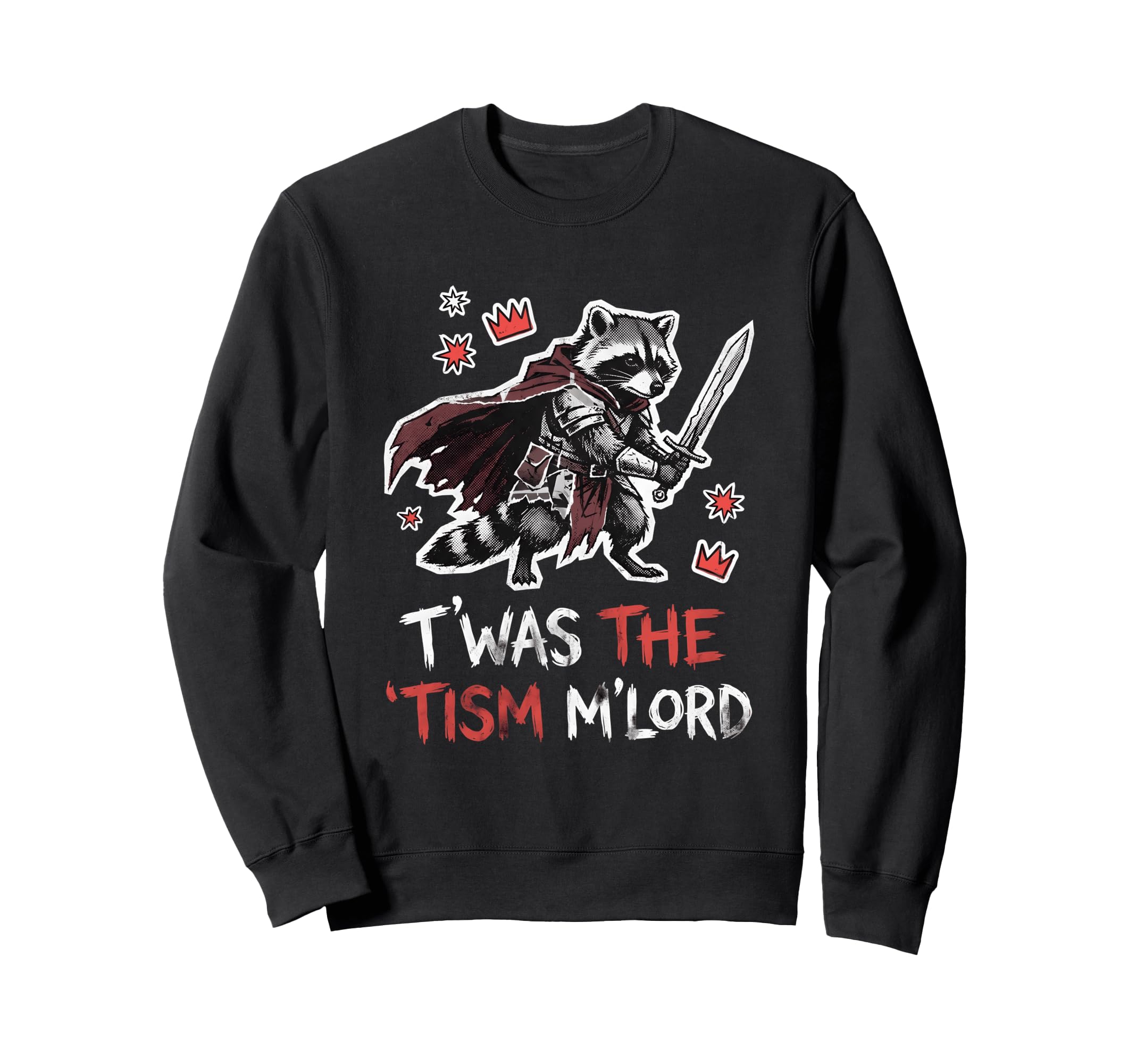 Funny Raccoon Knight Medieval Sweatshirt - Fun Novelty Design Unisex - T-Shirt, Sweatshirt, Hoodie