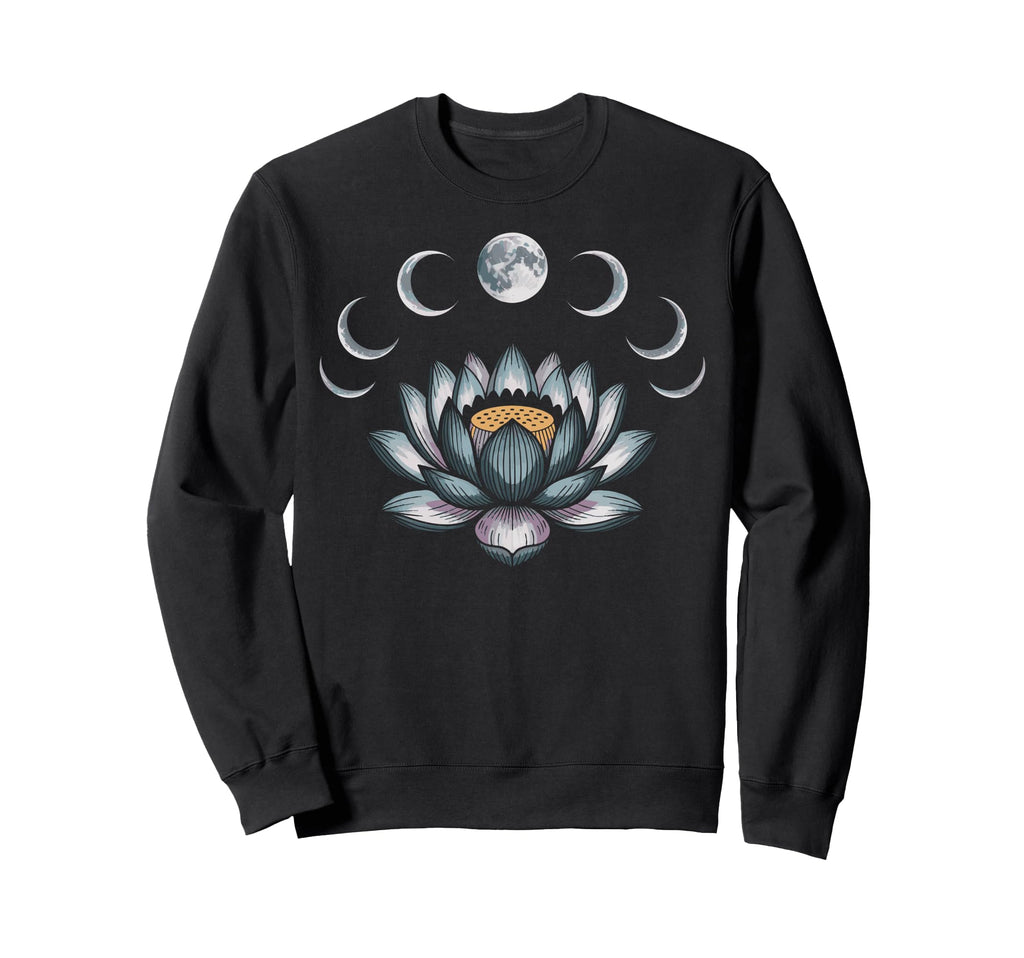 Lotus Flower Moon Phases Zen Sweatshirt - Fun Novelty Design Men Women - T-Shirt, Sweatshirt, Hoodie
